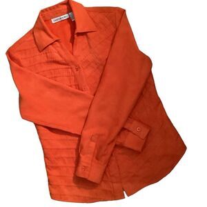 Canyon Road Women’s Orange Soft Button Down Long Sleeve Shirt Size S
